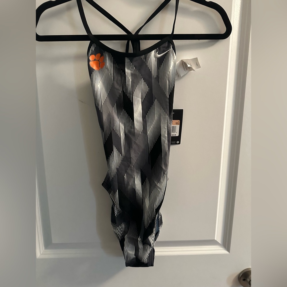 Nike Black and Gray Kids Swim One Piece